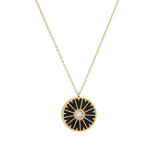Collar en acero rueda negra GB