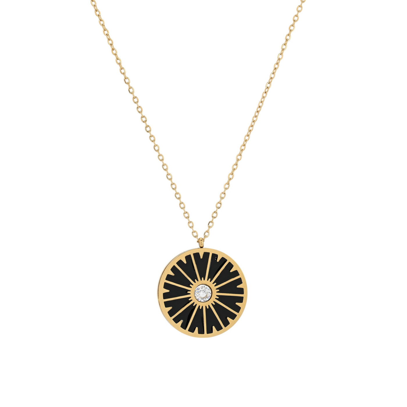 Collana in acciaio ruota Nero GB