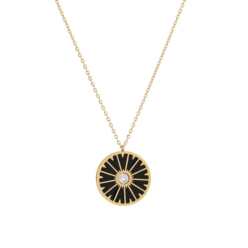 Collar en acero rueda negra GB