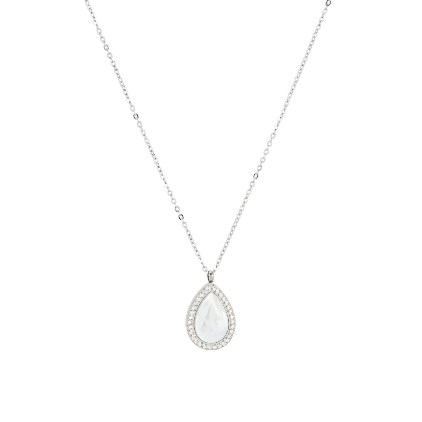 Collana in acciaio madreperla ovale GB