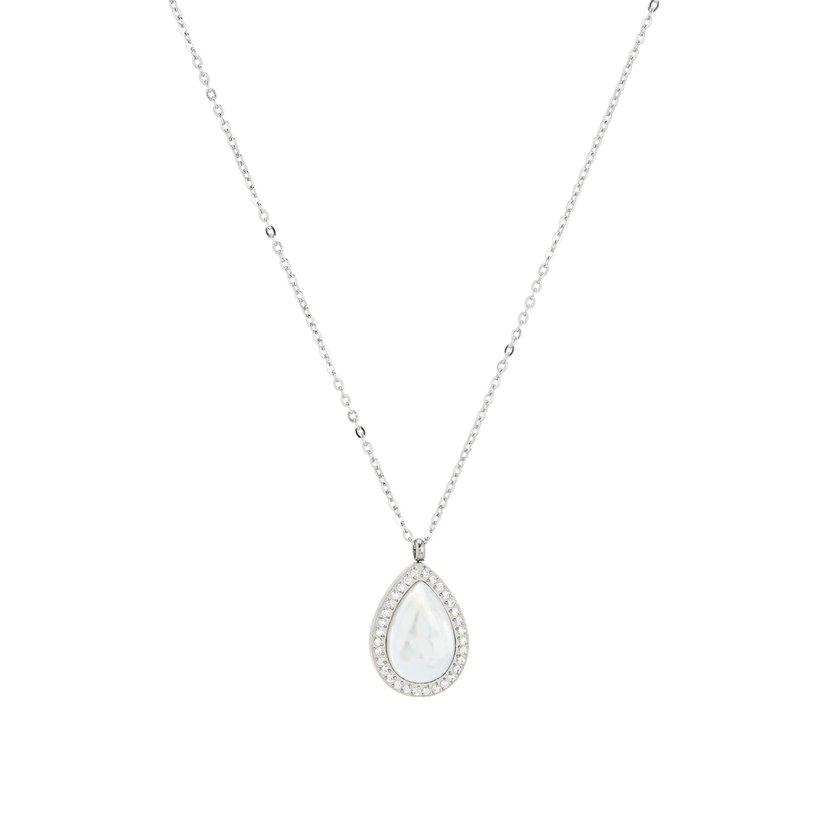 Collar en acero nácar oval GB