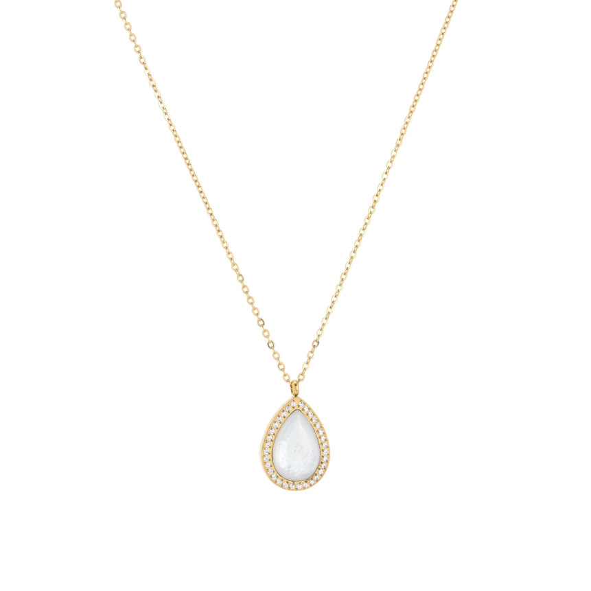 Collier en acier nacre ovale GB