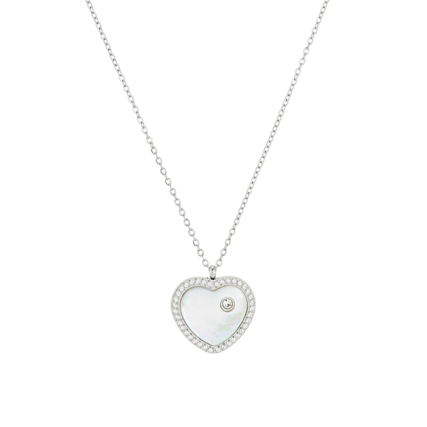 Collar en acero con nácar corazón GB