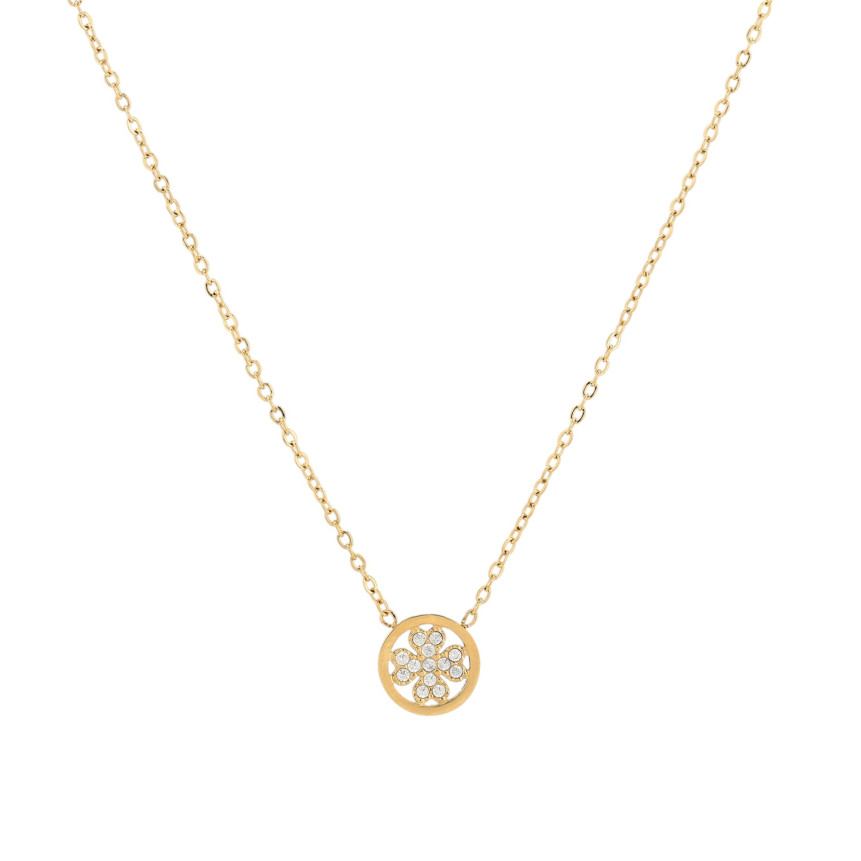 Steel necklace basic clover GB