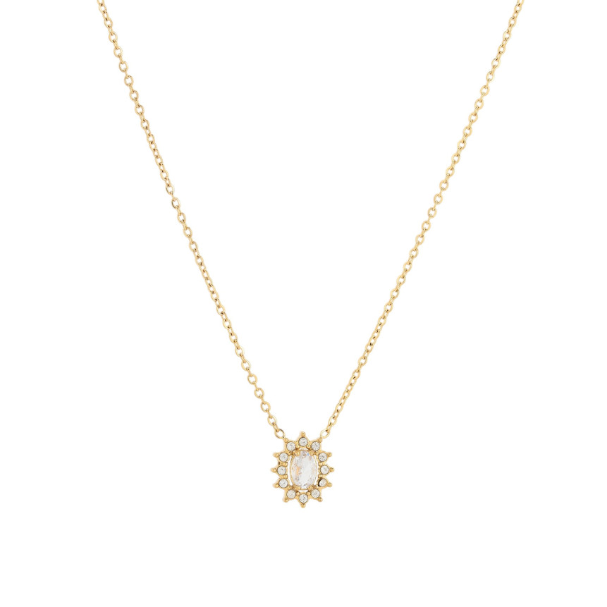 Collar en acero piedra transparente sol GB