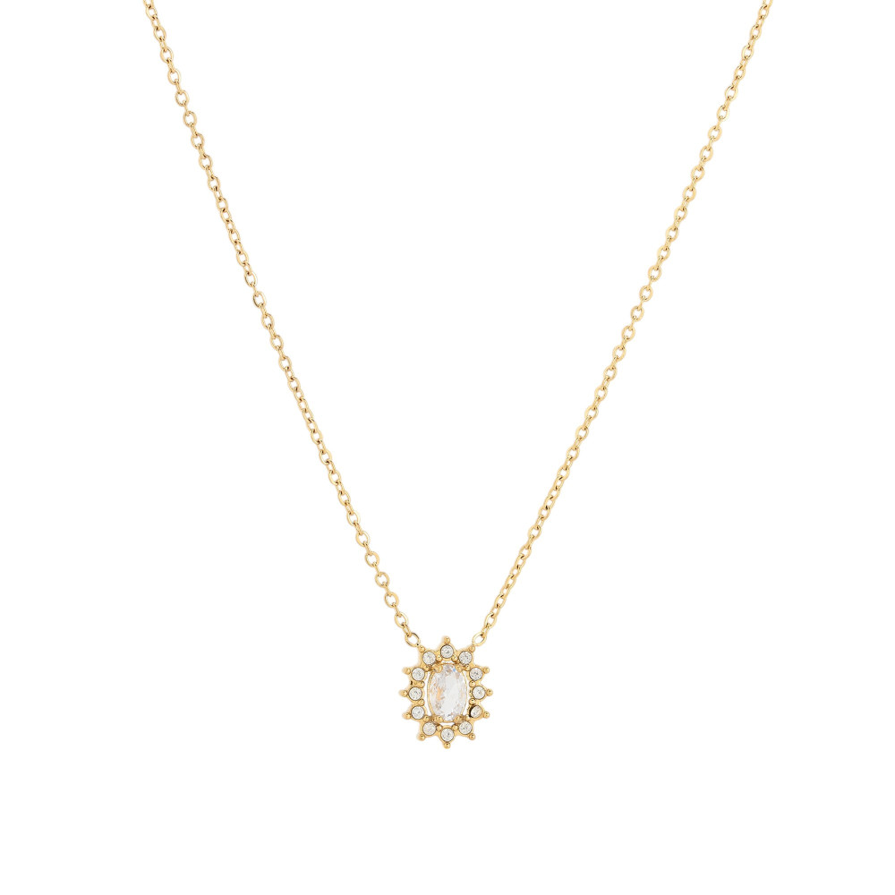 Collar en acero piedra transparente sol GB