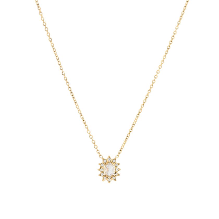 Collar en acero piedra transparente sol GB