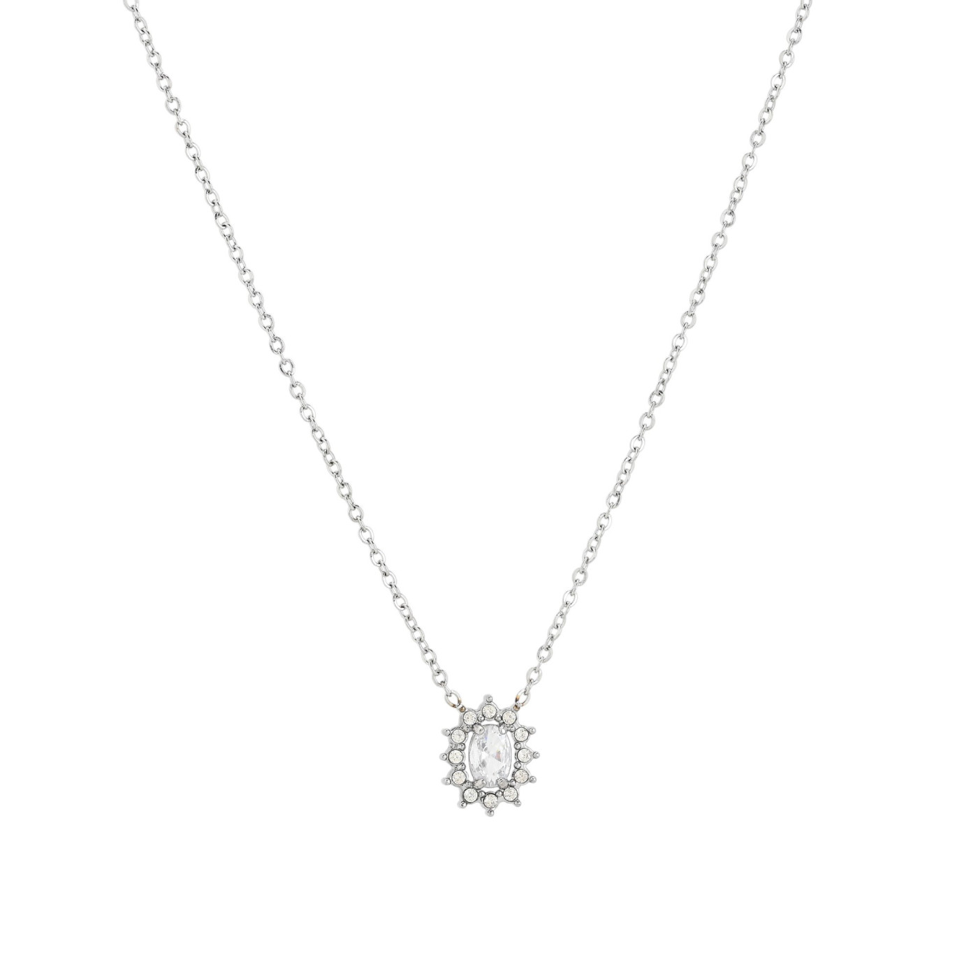 Collar en acero piedra transparente sol GB