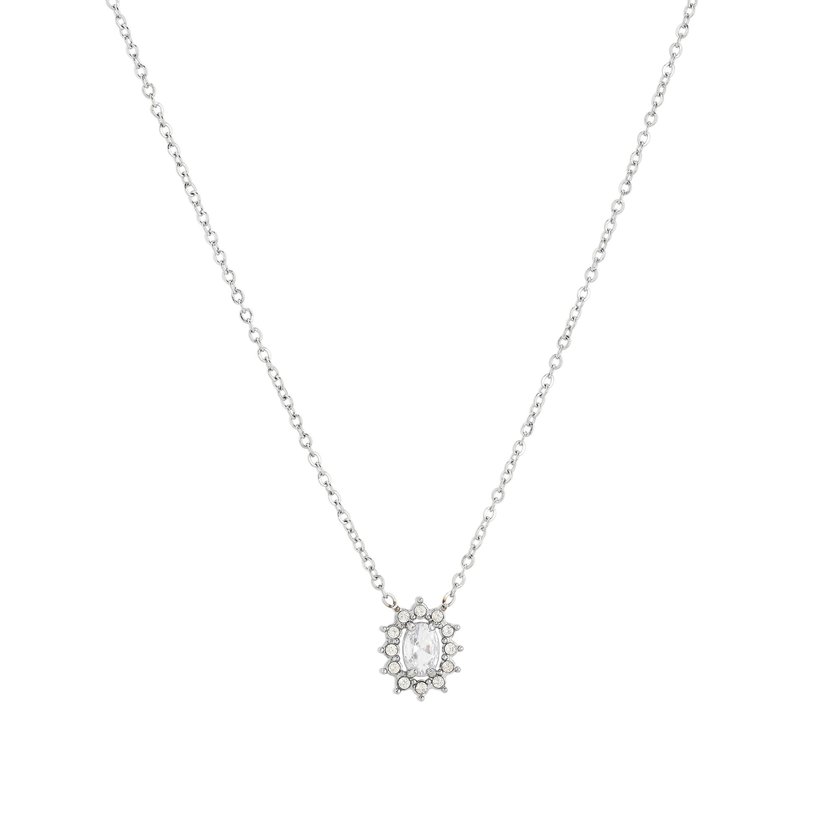 Steel necklace stone transparent sun GB