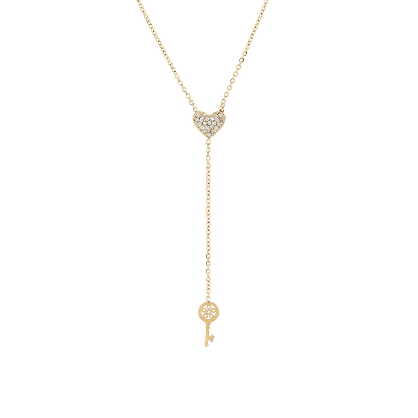 Collana acciaio cuore e chiave GB