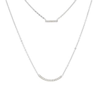 Collana doppia in acciaio con zirconi GB