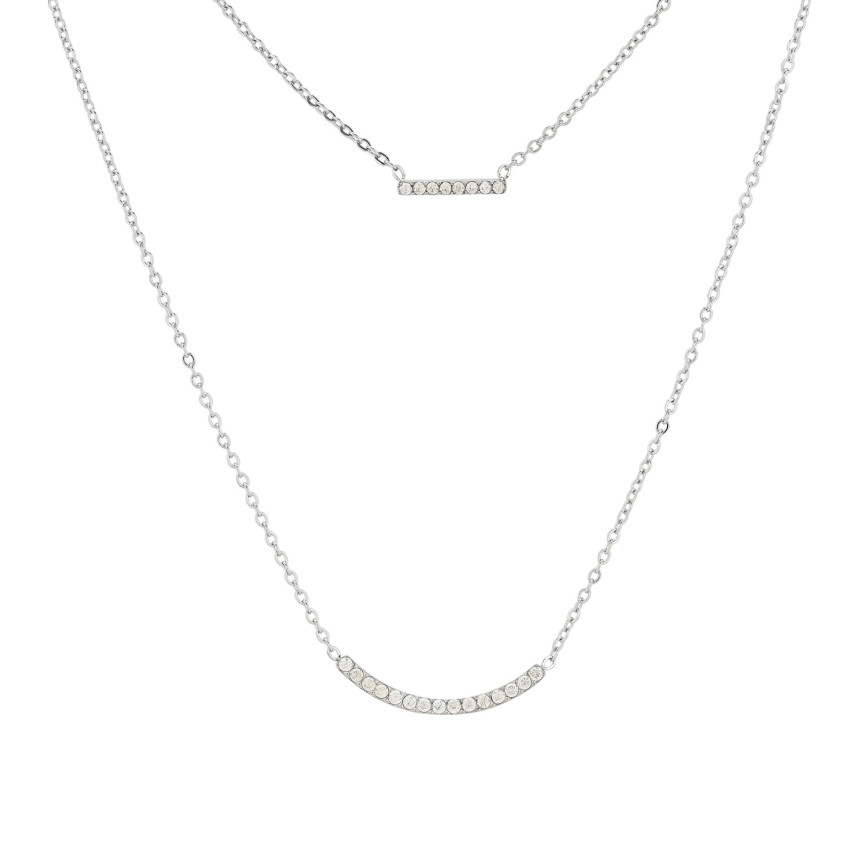 Double steel necklace with zirconies GB