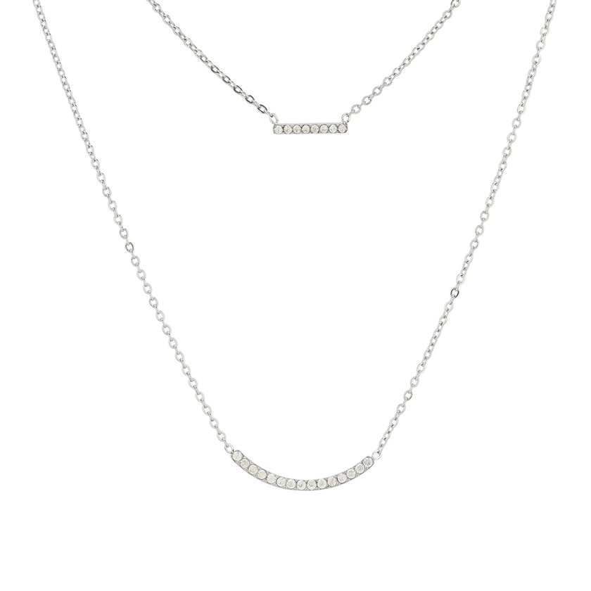 Collar doble en acero con circonitas GB
