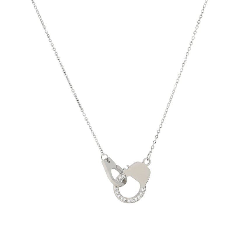 Steel necklace with handcuffs zirconies GB