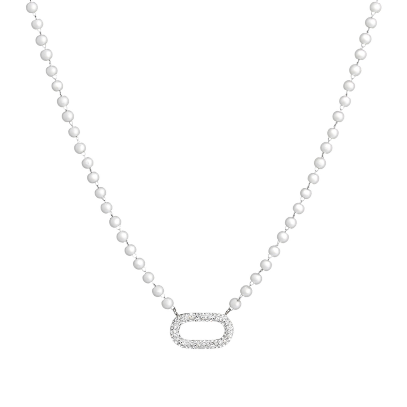 Collier en acier perles et brillantes GB
