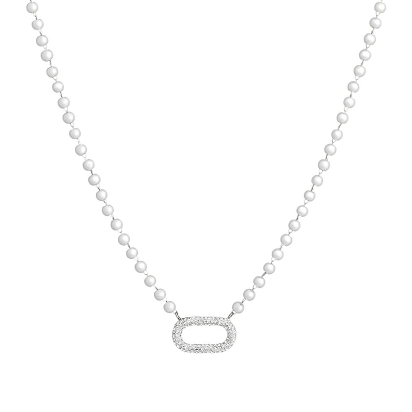 Collier en acier perles et brillantes GB