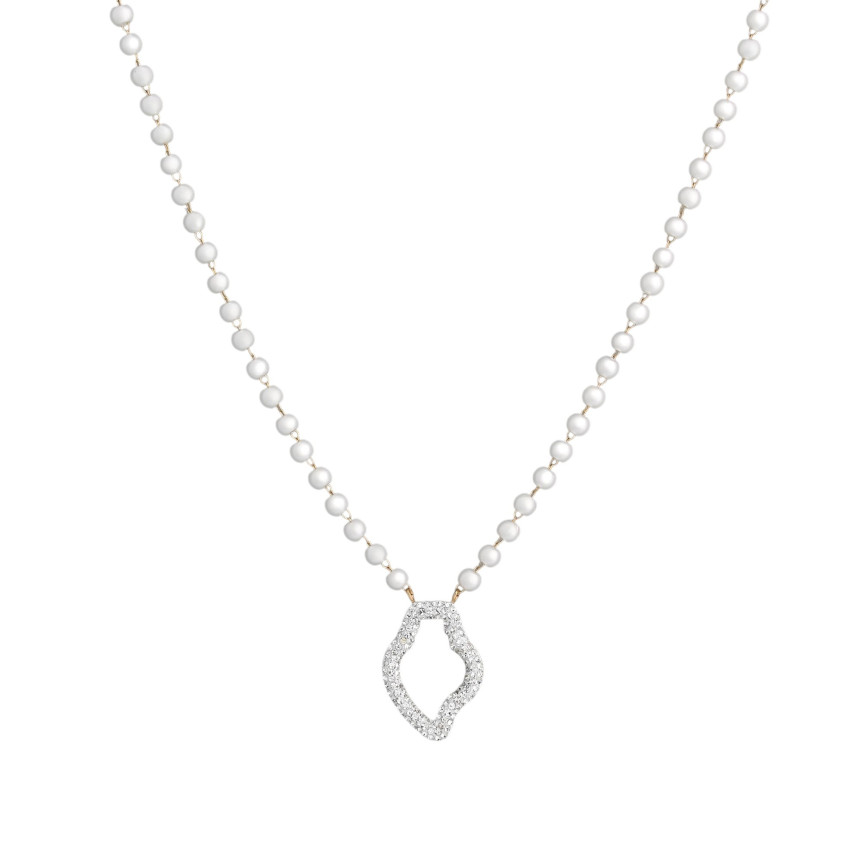Collier en acier perles et coração de viana GB