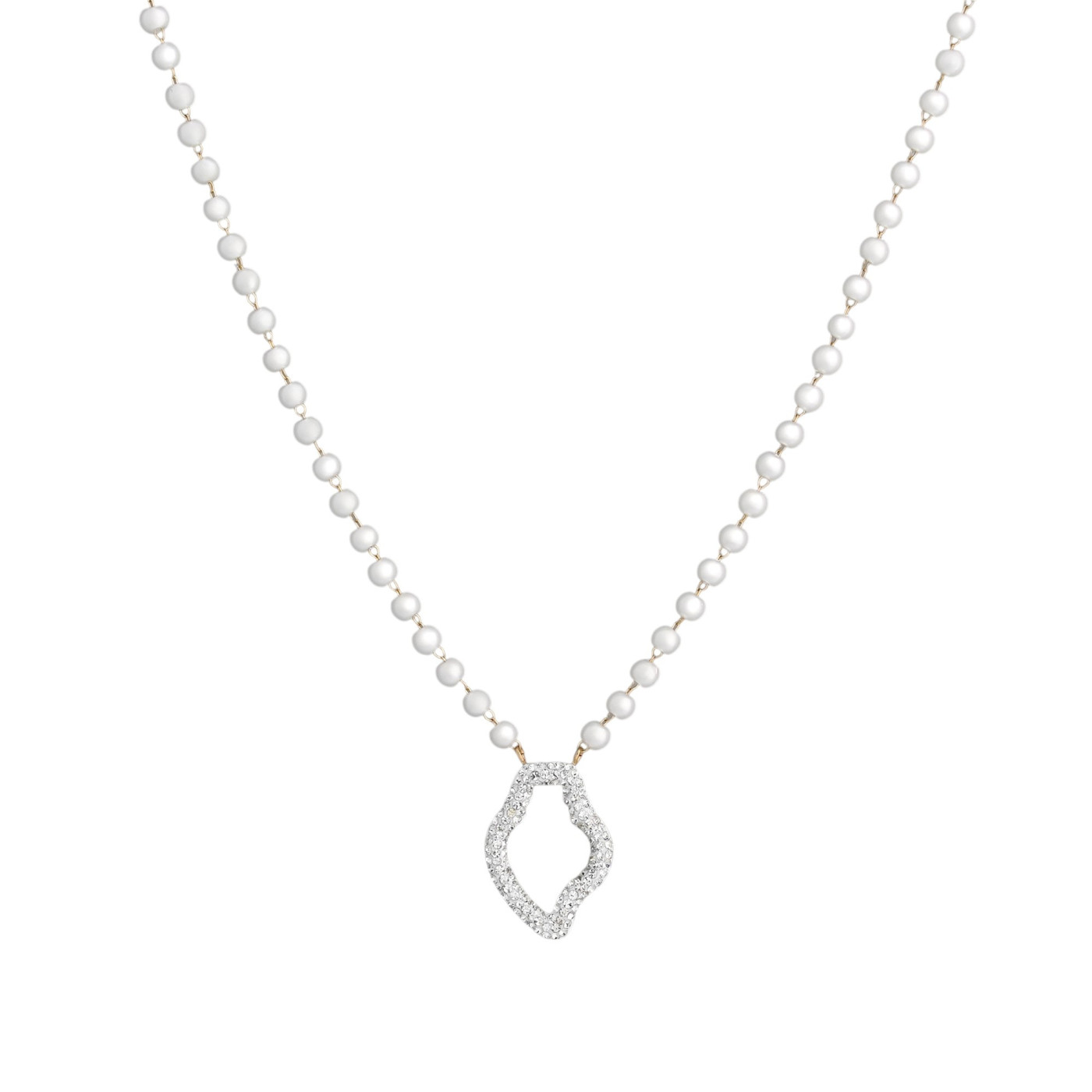 Steel necklace pearls and coração de viana GB