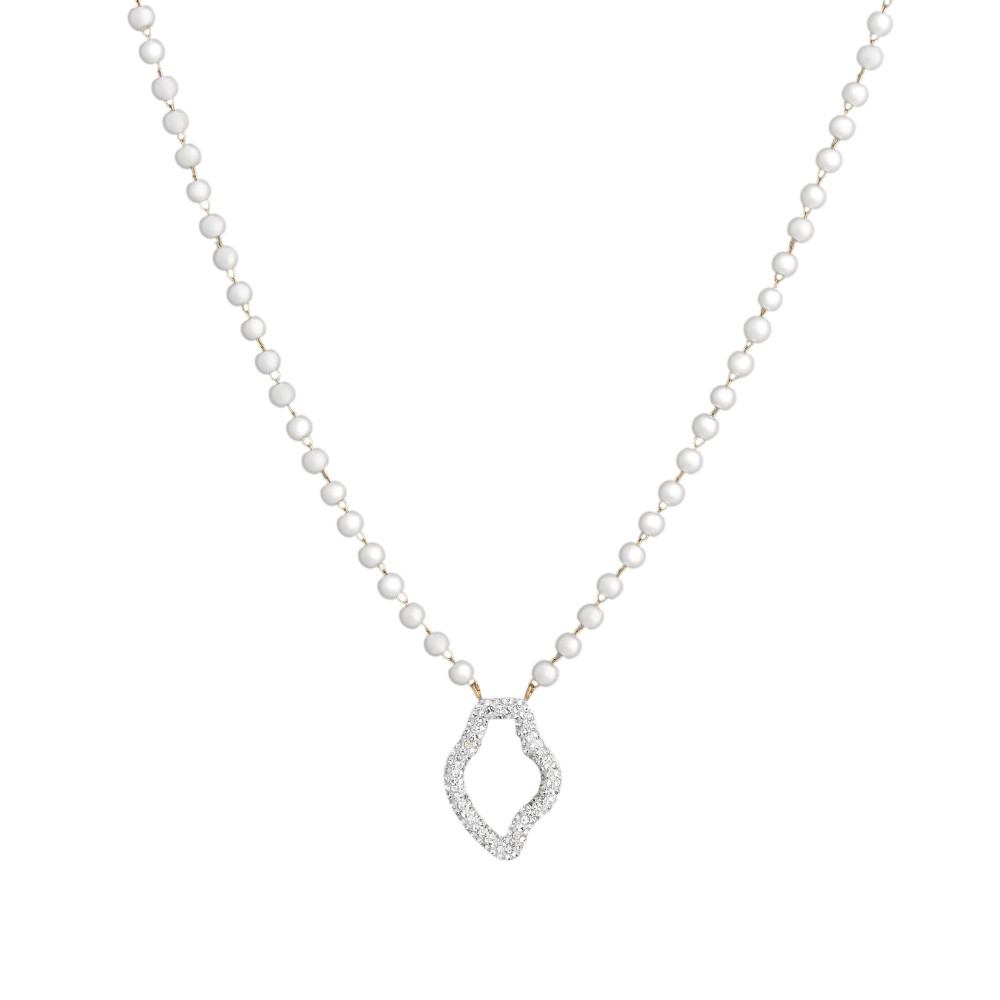 Steel necklace pearls and coração de viana GB