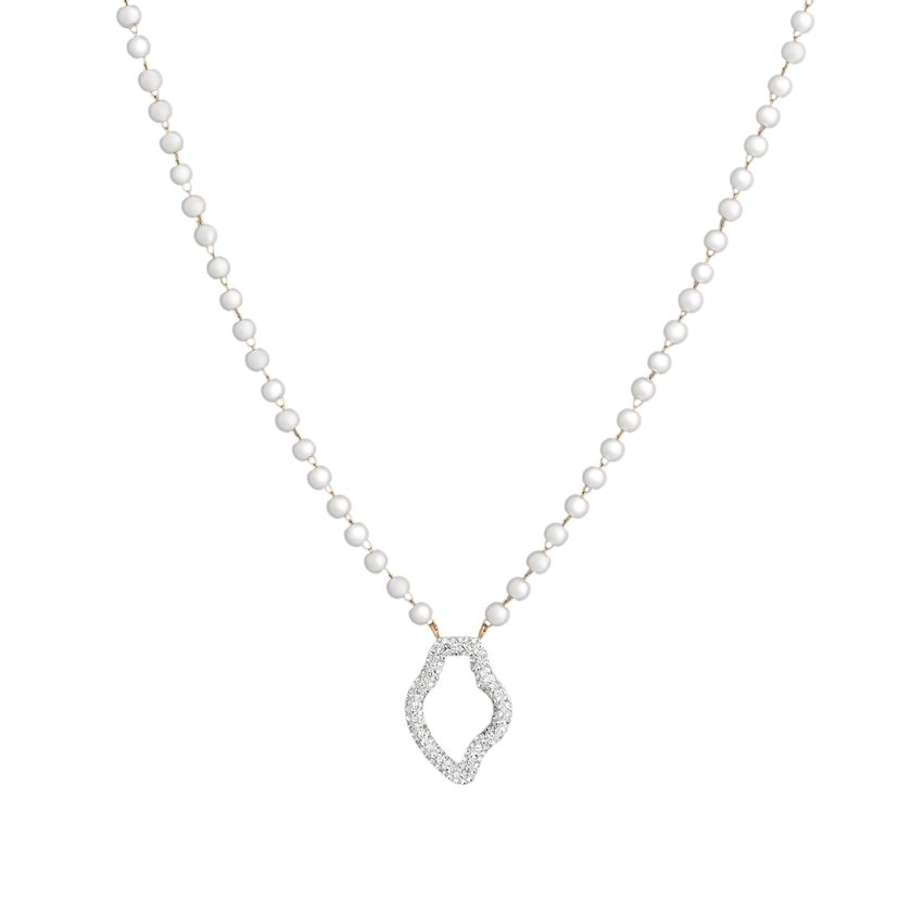 Collar en acero perlas y coração de viana GB