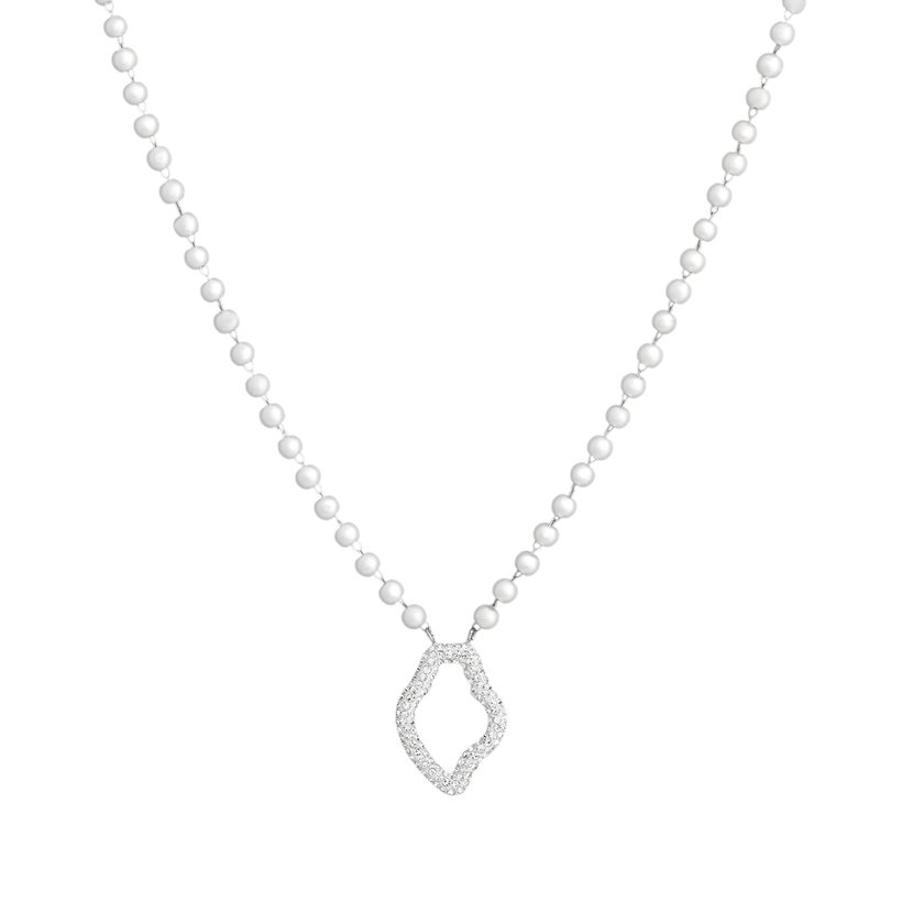 Collar en acero perlas y coração de viana GB