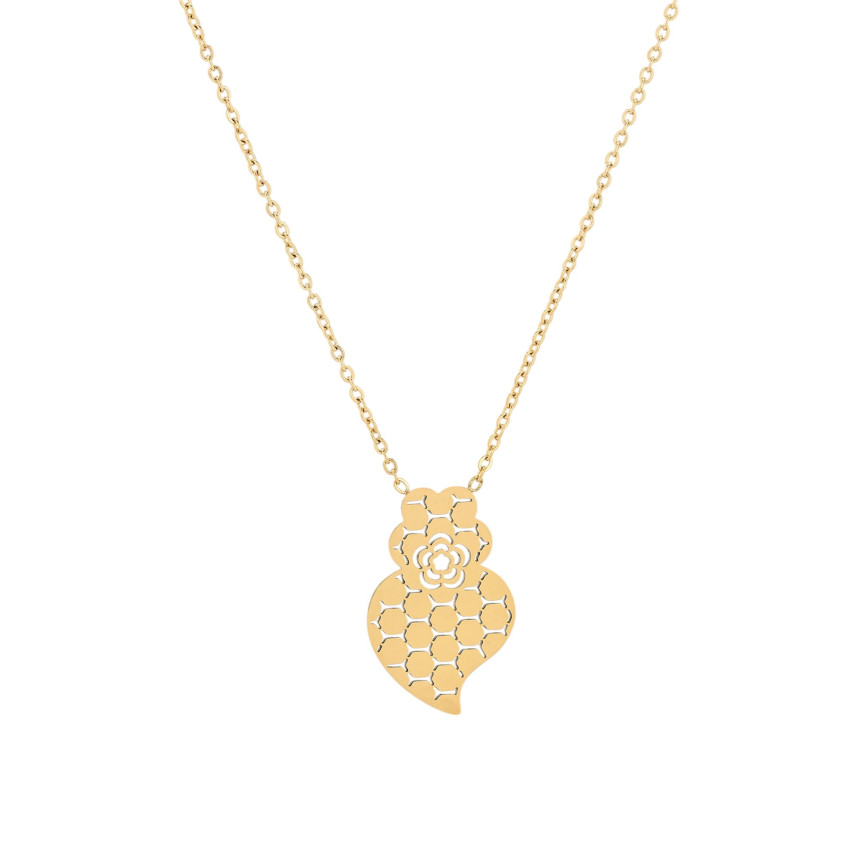 Collier en acier texture coração de viana GB
