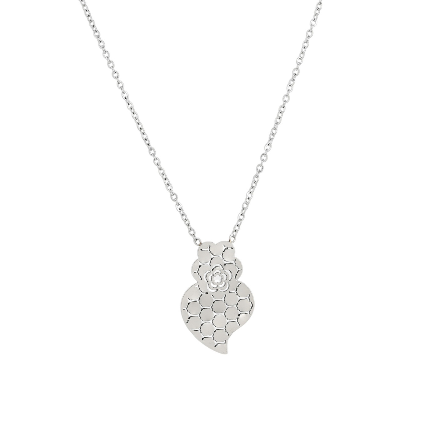 Collier en acier texture coração de viana GB