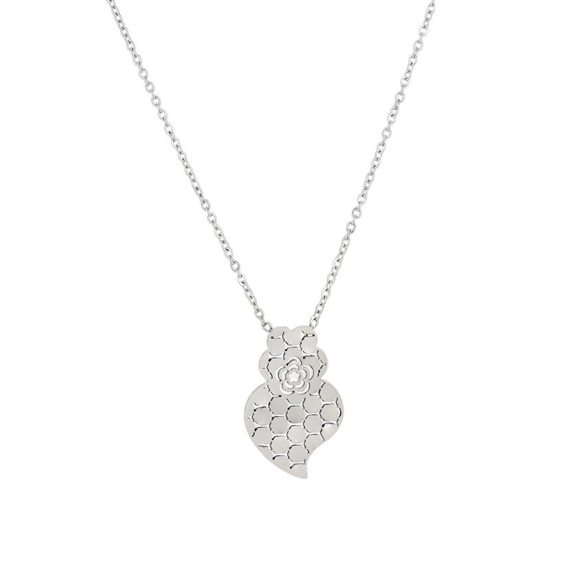 Collier en acier texture coração de viana GB