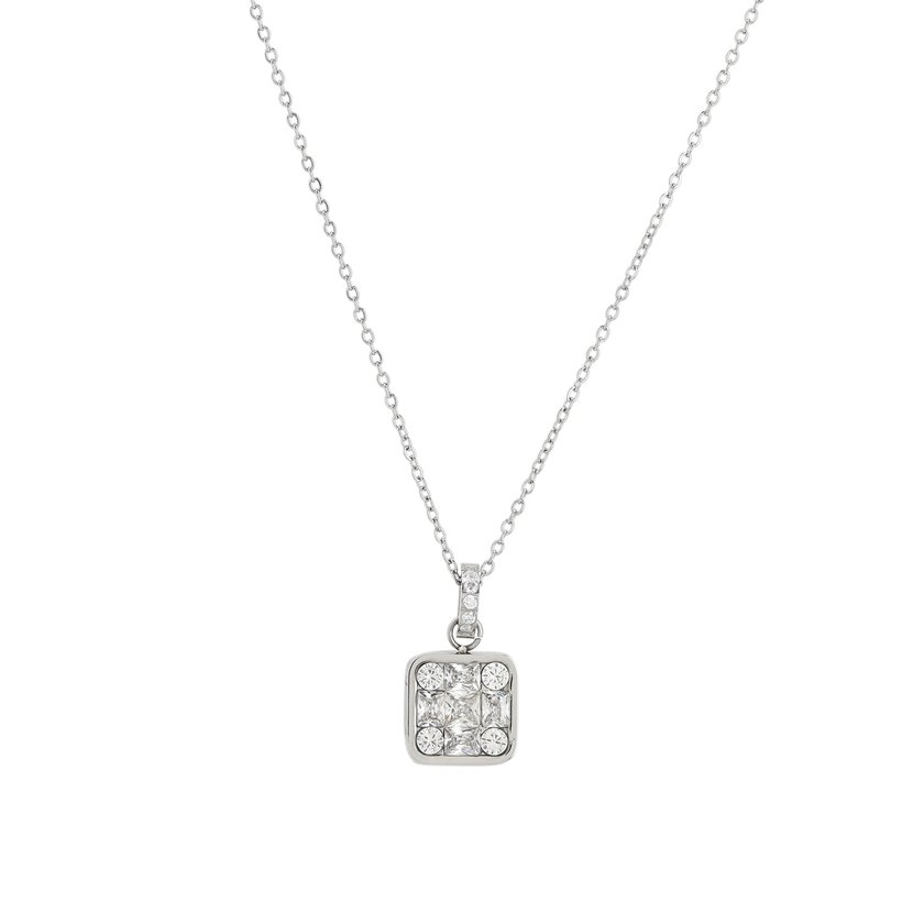Collier en acier carré géométrique GB