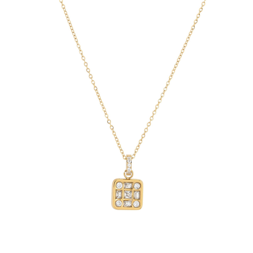 Collana acciaio quadrato geometrico GB