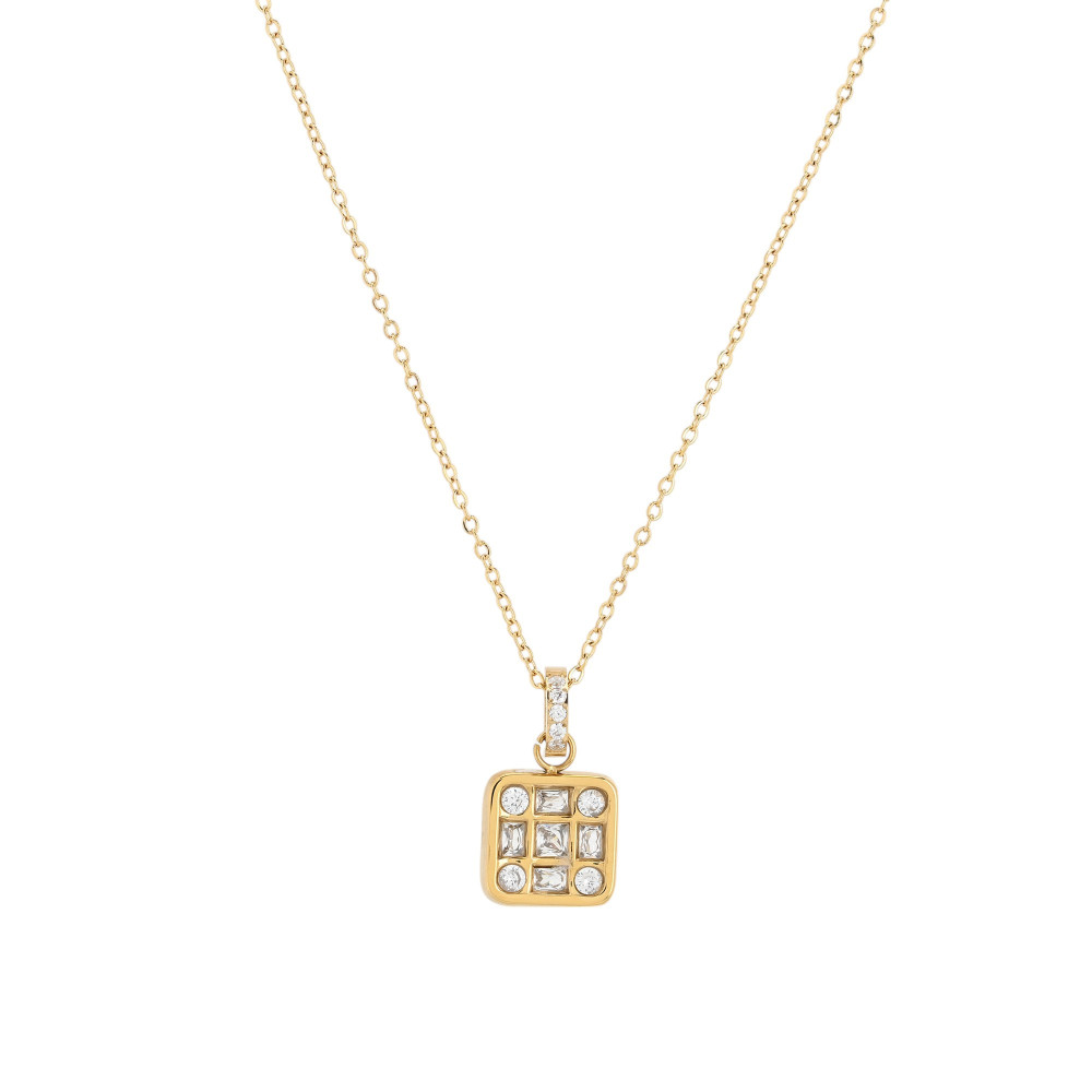 Collier en acier carré géométrique GB