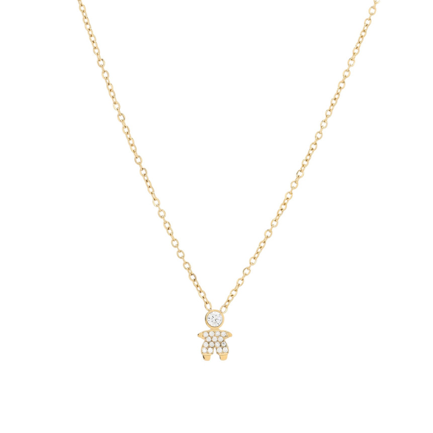 Steel necklace zirconies boy GB