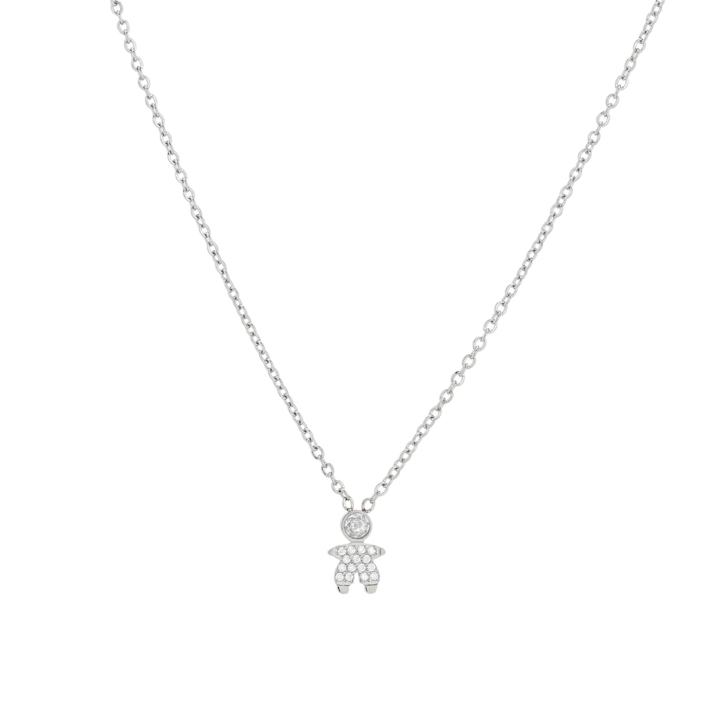 Collier acier et zircones garçon GB