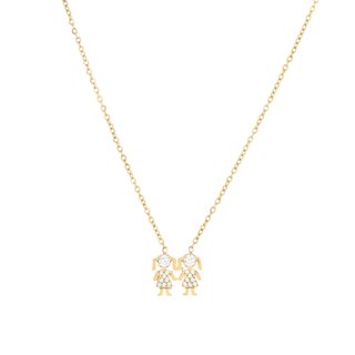 Steel necklace zirconies two girls GB