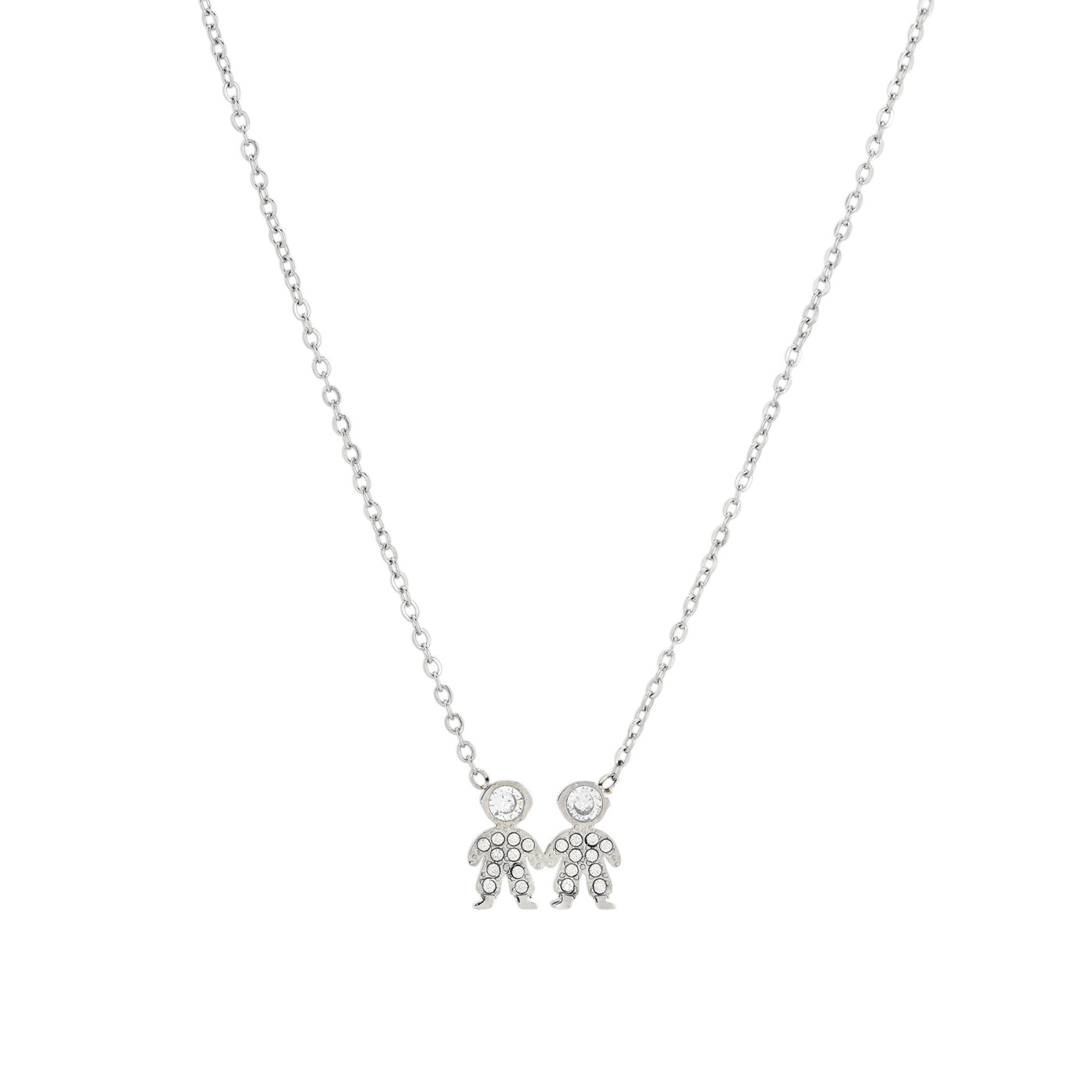 Collier acier et zircones deux garçons GB