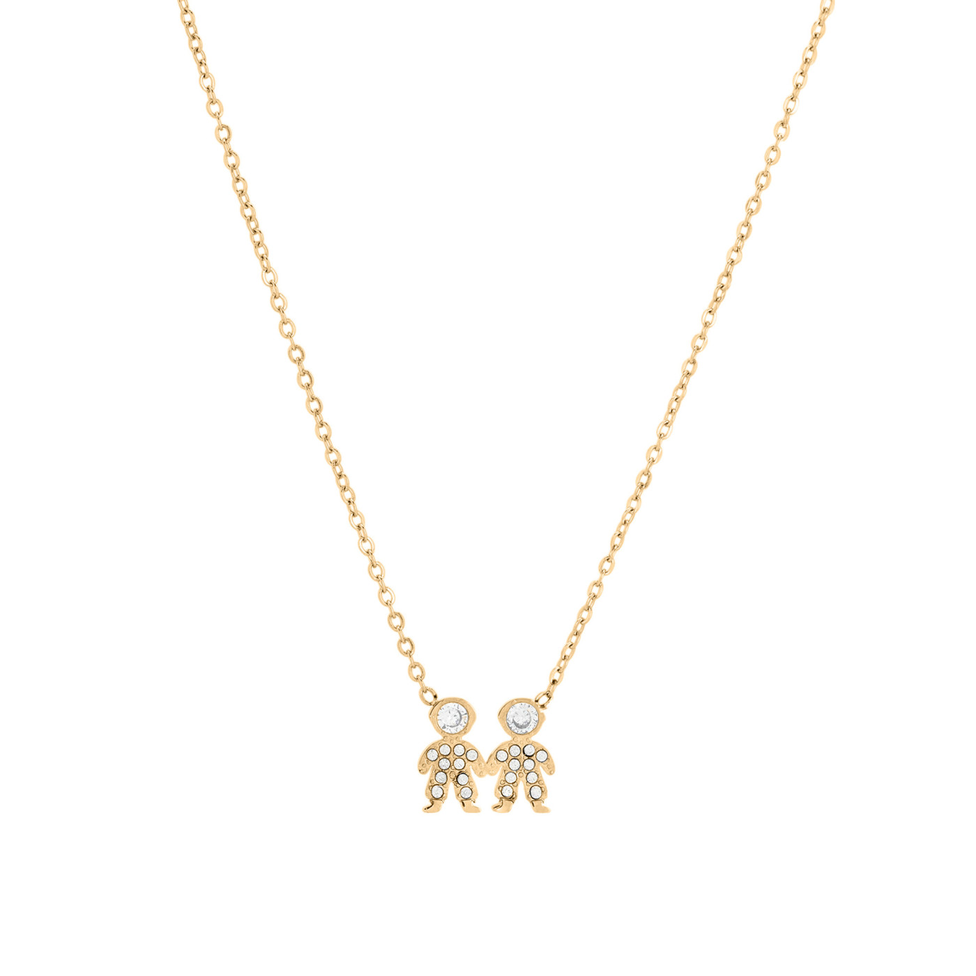 Collier acier et zircones deux garçons GB
