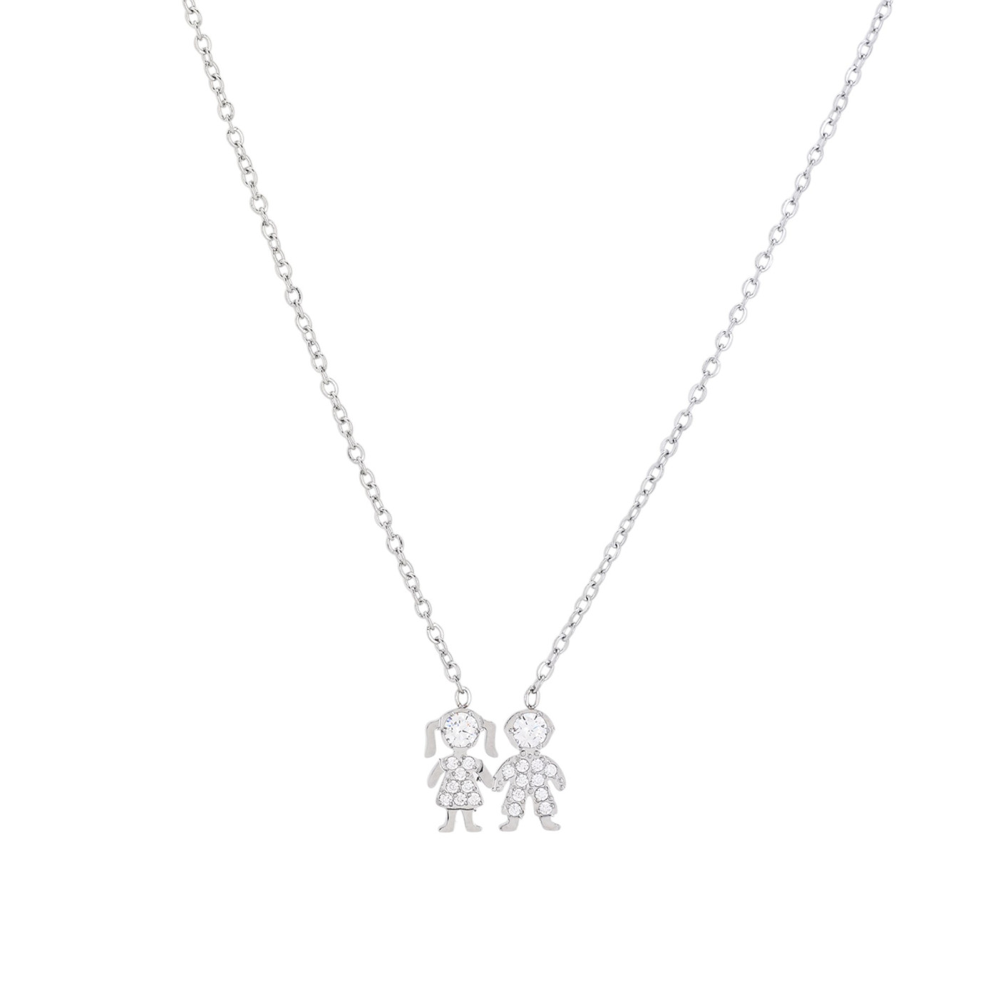 Collana acciaio e zirconità coppia GB