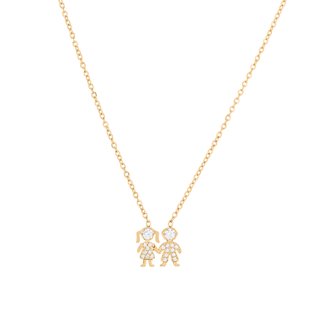 Steel necklace zirconies couple GB