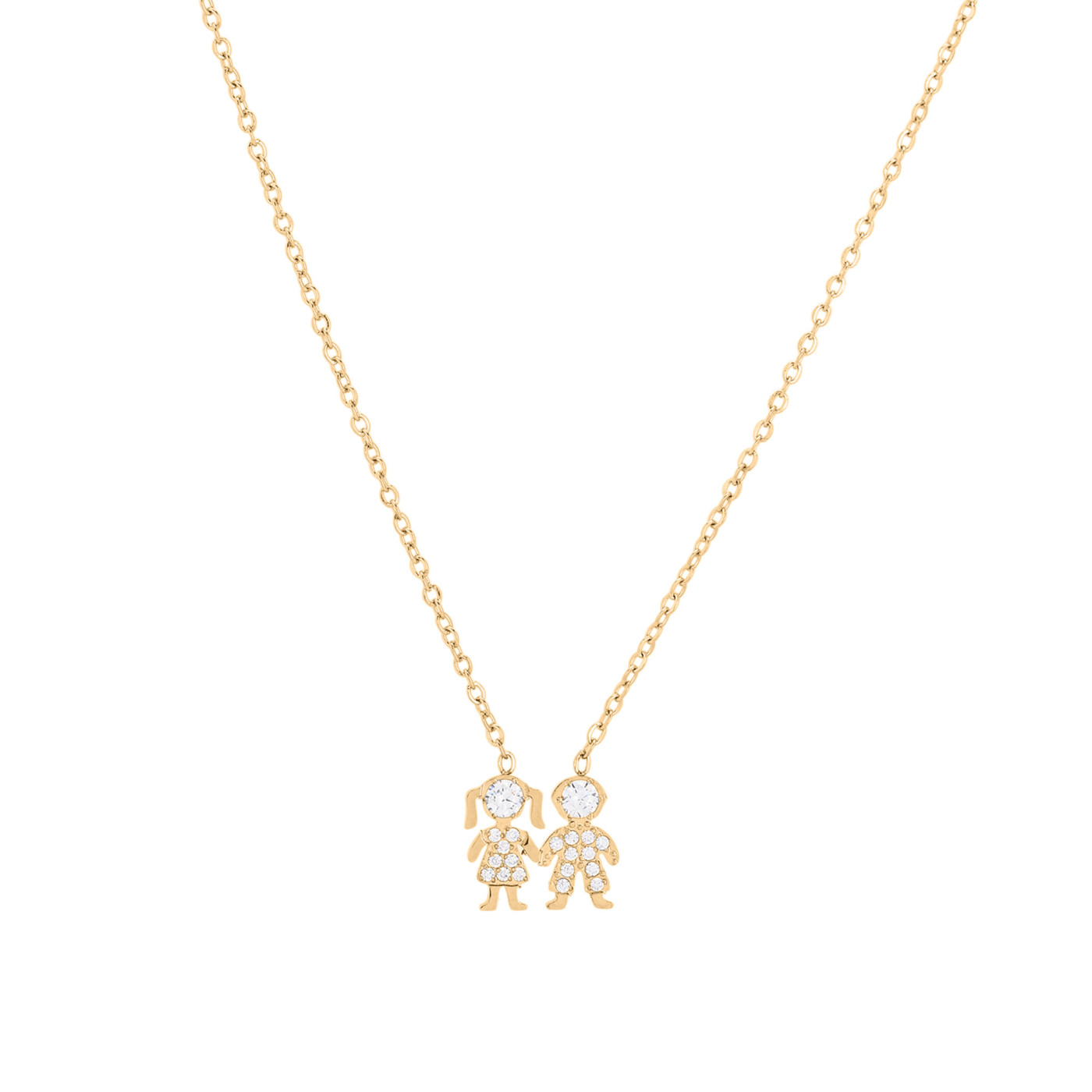 Collier acier et zircones couple GB