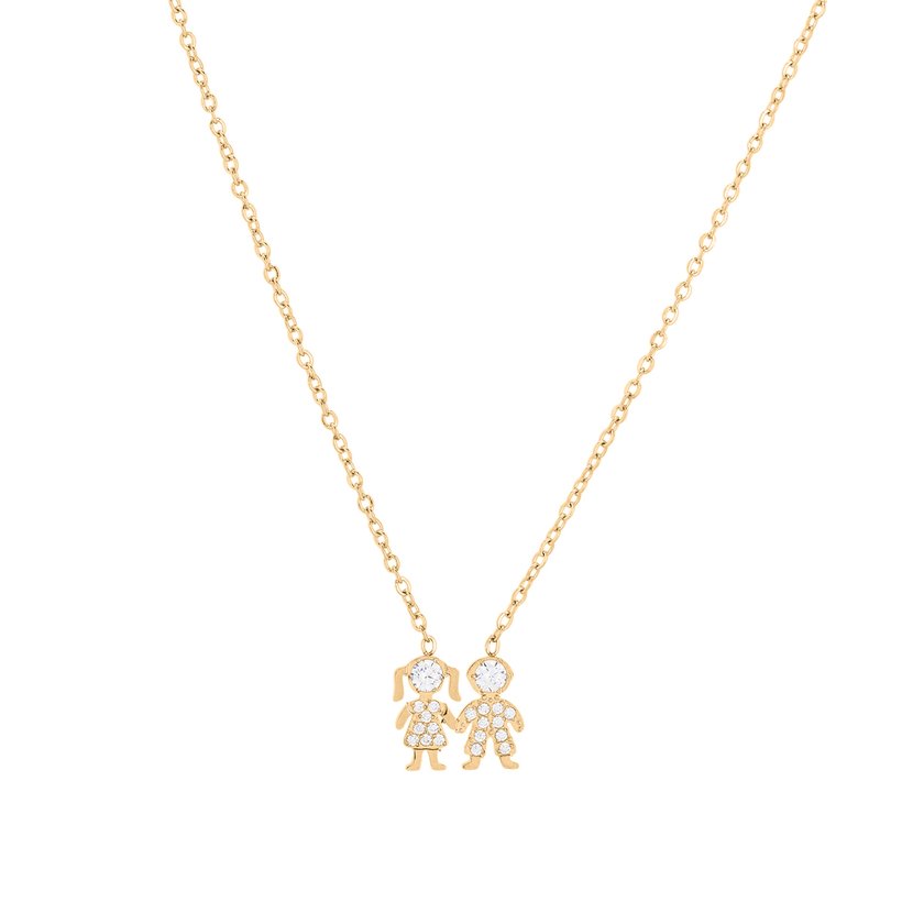 Collier acier et zircones couple GB