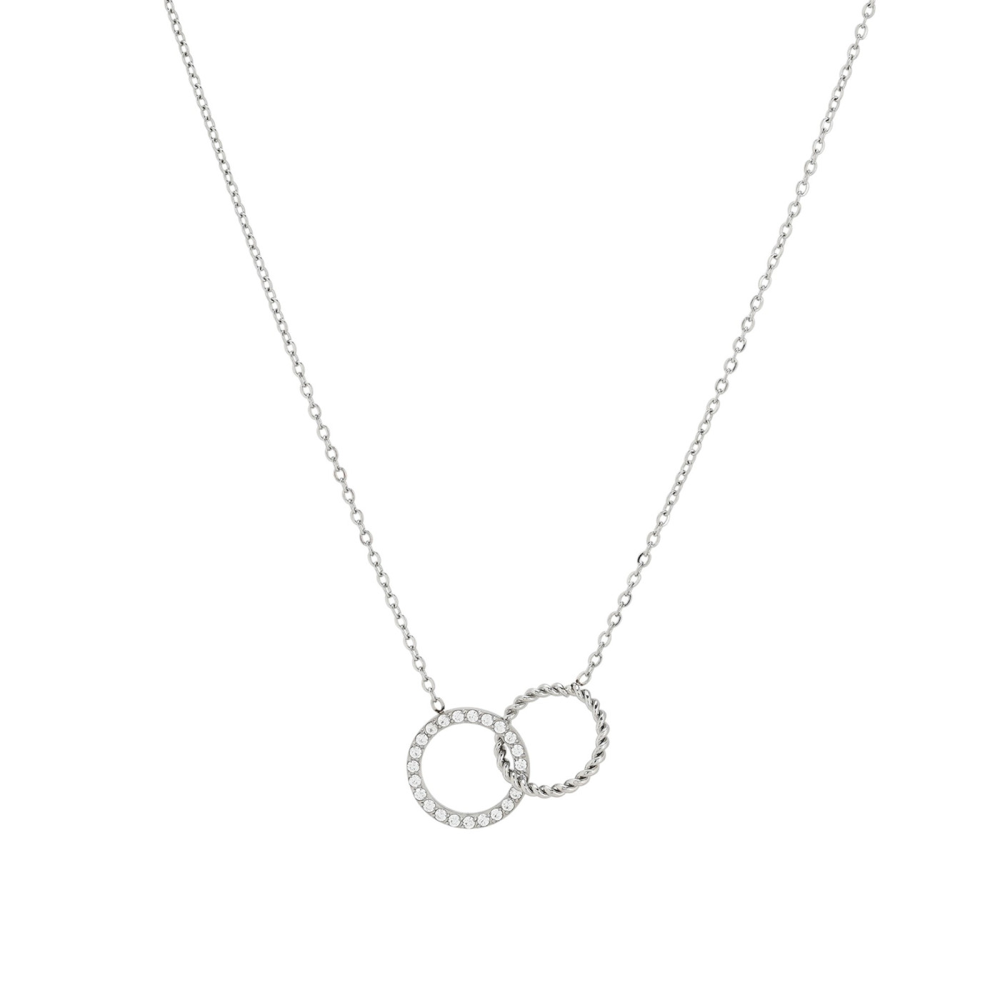 Collier acier et zircones cercles entrelacé GB