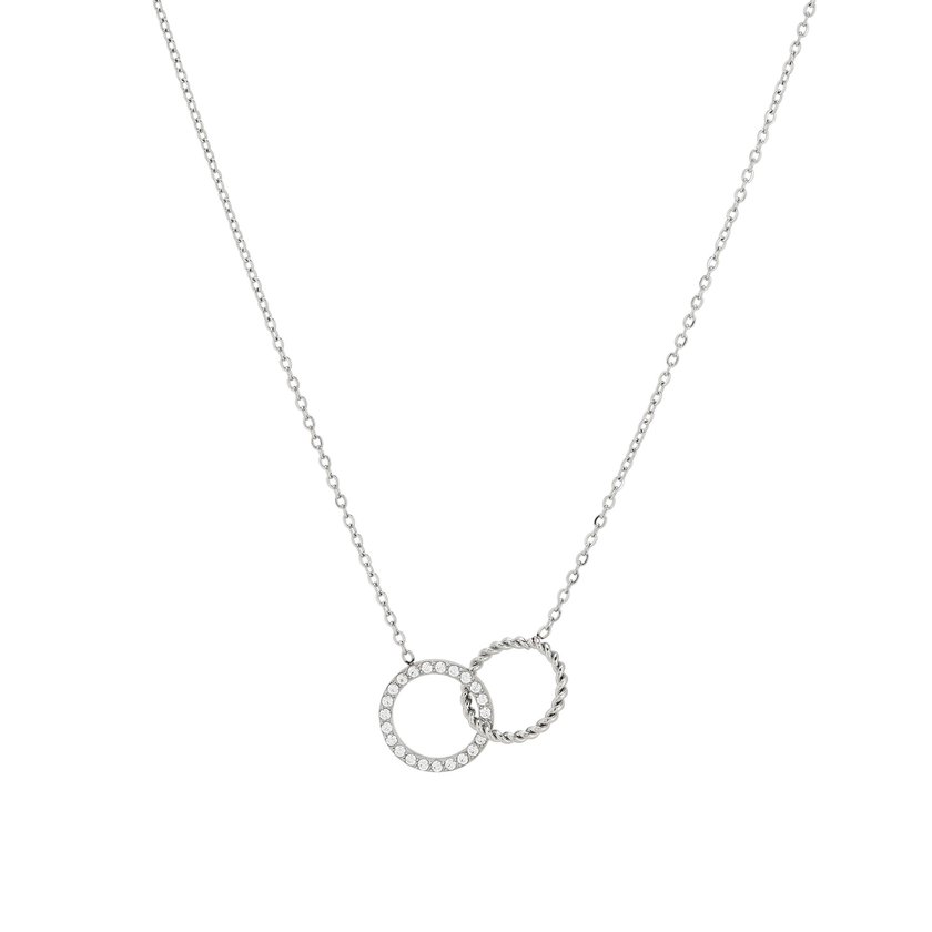 Collana acciaio e zirconità cerchi interelato GB
