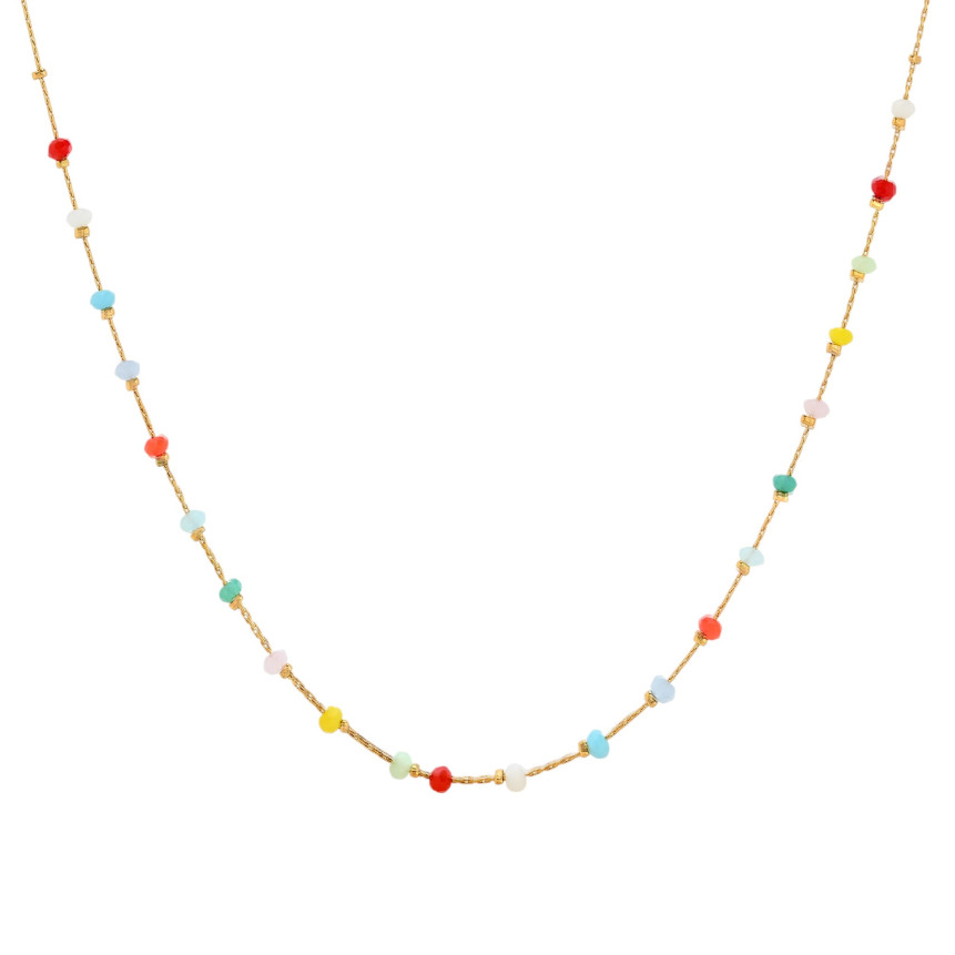 Steel necklace stones colored GB