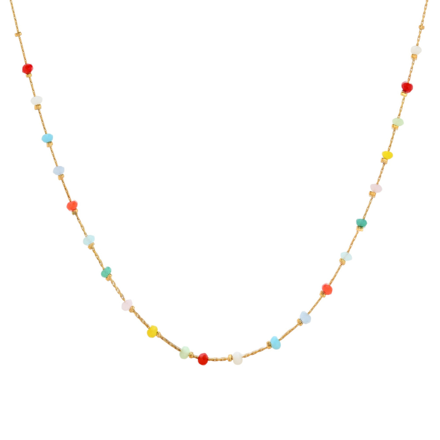 Steel necklace stones colored GB