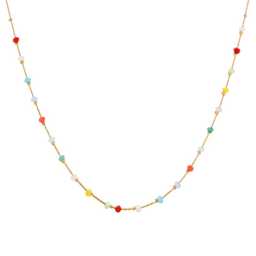 Steel necklace stones colored GB
