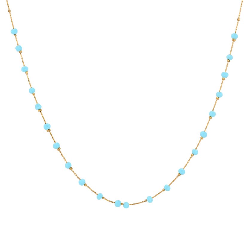 Steel necklace stones colored GB