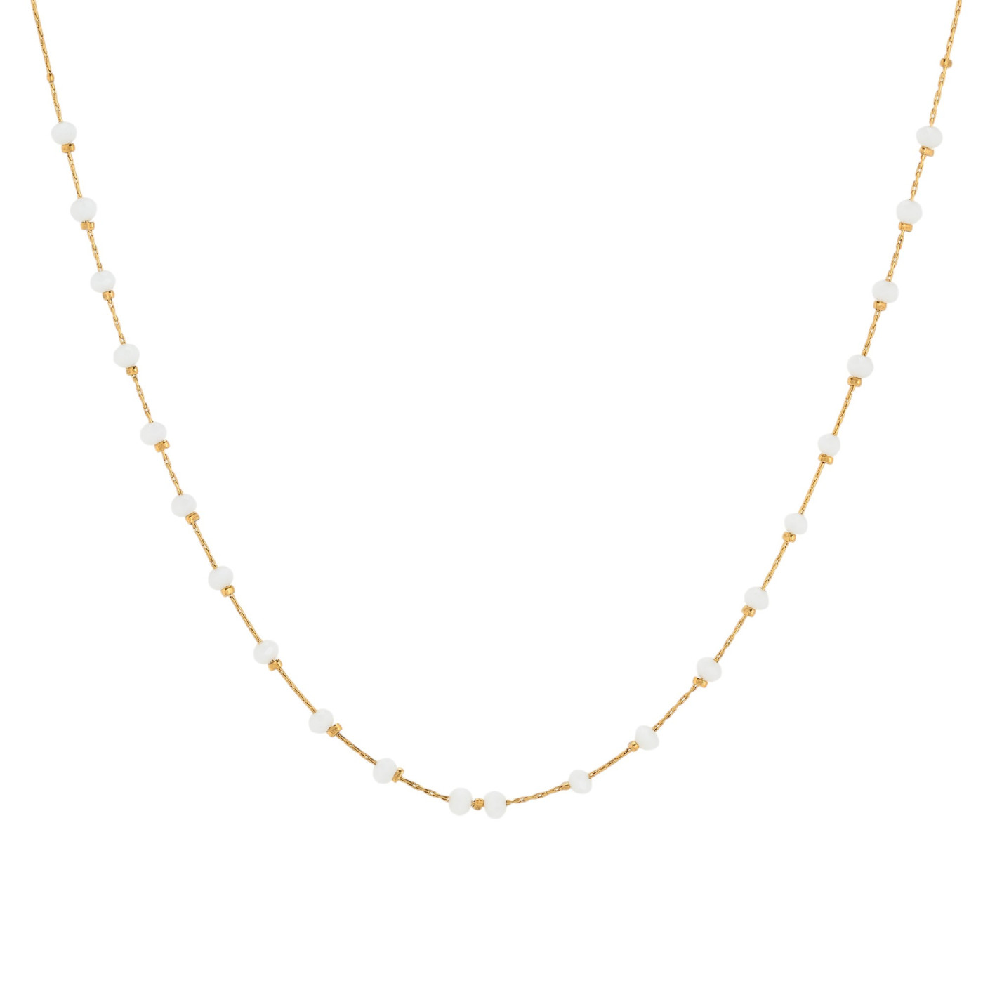 Steel necklace stones colored GB