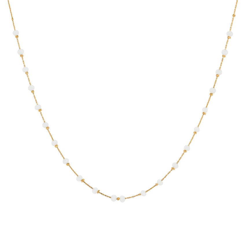 Steel necklace stones colored GB