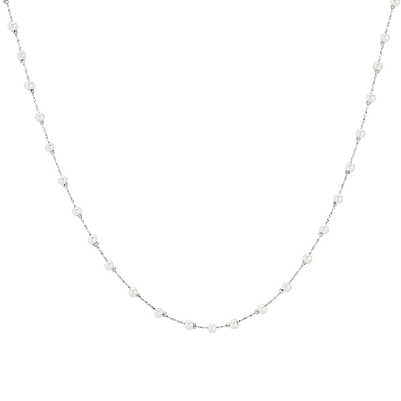 Steel necklace white pearls GB