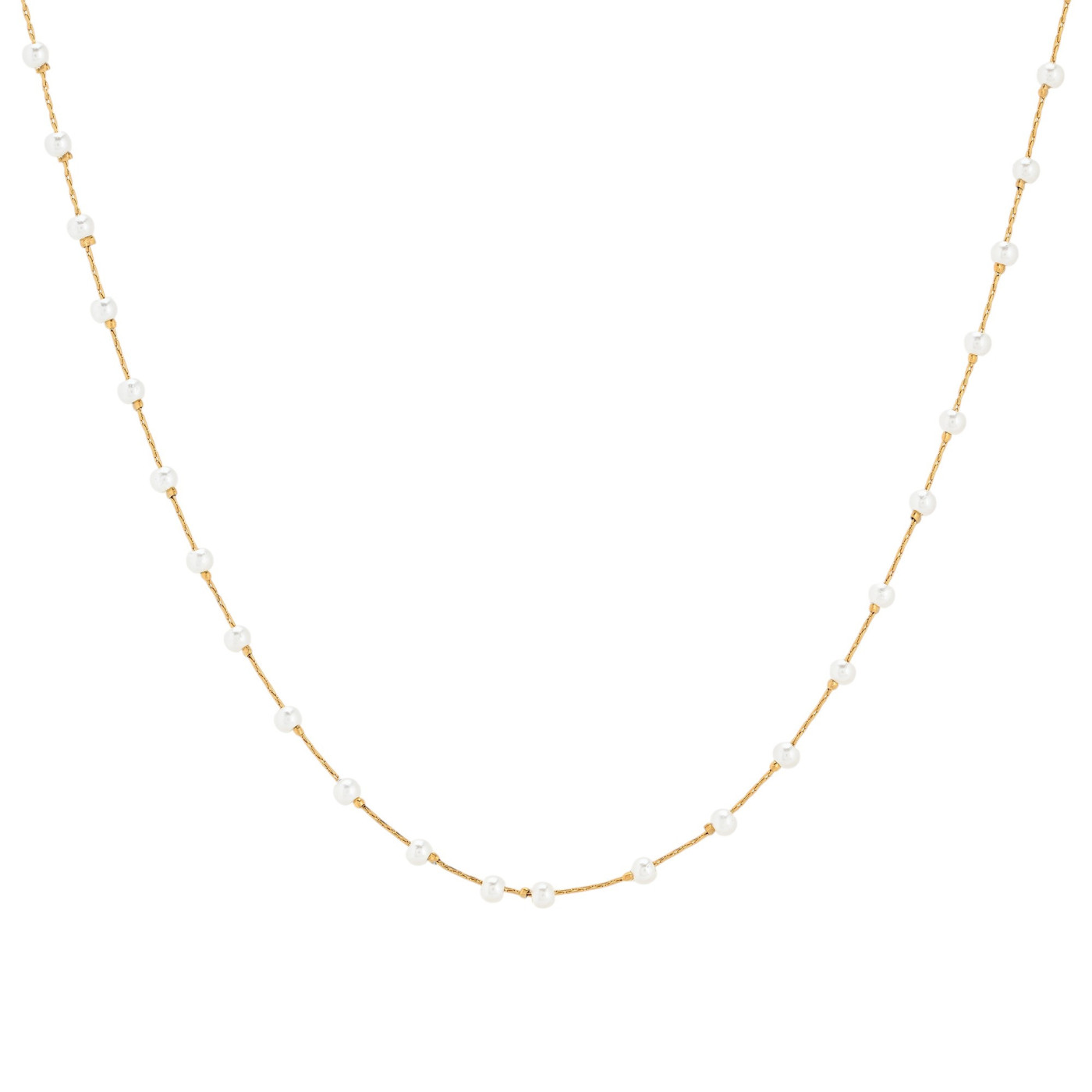 Steel necklace white pearls GB